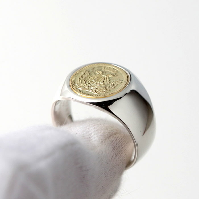 シンパシーオブソウル リング K18YG シルバー 硬貨 コイン クラシック 指輪 メンズ レディース 男女兼用 SYMPATHY OF SOUL  Classic Coin Ring Good Luck Silver 競売