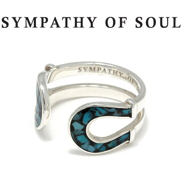 シンパシーオブソウル リング シルバー ターコイズ 馬蹄 ホースシュー インレイ 指輪 SYMPATHY OF SOUL Double Horseshoe Inlay Ring Silver Turquoise 男女兼用【正規商品 公式通販】