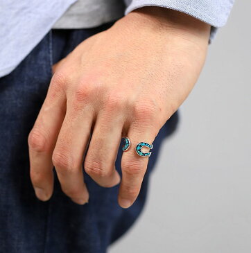 シンパシーオブソウル リング シルバー ターコイズ 馬蹄 ホースシュー インレイ 指輪 SYMPATHY OF SOUL Double Horseshoe Inlay Ring Silver Turquoise 男女兼用【正規商品 公式通販】