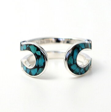シンパシーオブソウル リング シルバー ターコイズ 馬蹄 ホースシュー インレイ 指輪 SYMPATHY OF SOUL Double Horseshoe Inlay Ring Silver Turquoise 男女兼用【正規商品 公式通販】