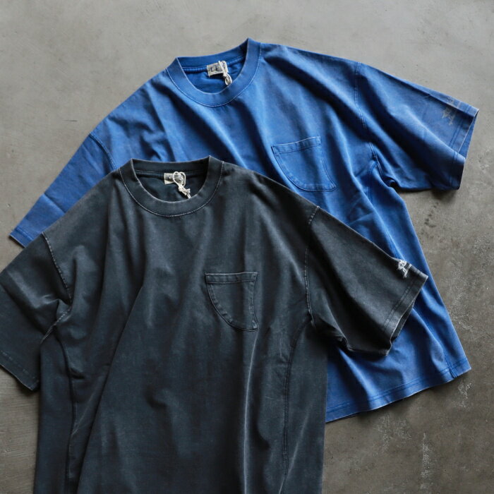 樂天商城 - テス トップス ユニセックス TES ケミカル ウォッシュ フィンポケット 半袖 Tシャツ CHEMICAL WASH FIN POCKET TEE チャコール/ネイビー 2色展開 2026春夏新作