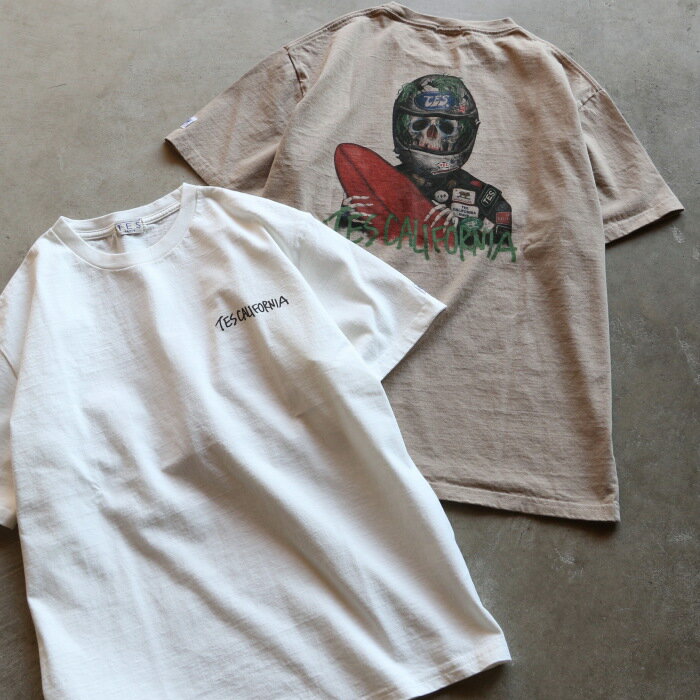 テス トップス ユニセックス TES スカル ライダー プリント 半袖 Tシャツ TES SKULL RIDER TEE ベージュ/ホワイト BEIGE/WHITE 2色展開 2026春夏新作