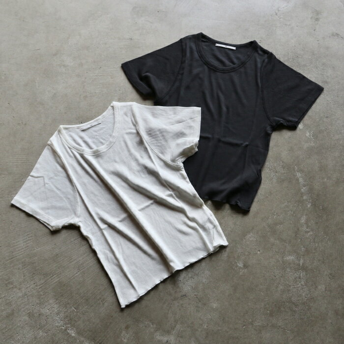 樂天商城 - ティッカ レディース トップス TICCA コットン シルク クルーネック 半袖 Tシャツ Cotton Silk S/S Tee ホワイト/チャコールグレー 2色展開 2026春夏新作