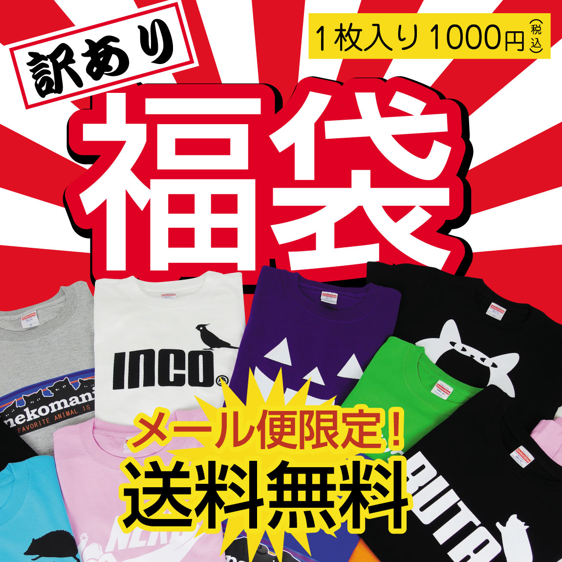 福袋 訳あり おもしろ 【 Tシャツ 】【 福袋 】送料無料 ポッキリ 2022 コスメ 雑貨 スイーツ プチギフト Tシャツ パンツ お試し メンズ レディース 男女兼用 彼氏 旦那 父 母 子供 アウトレット しゃれもん