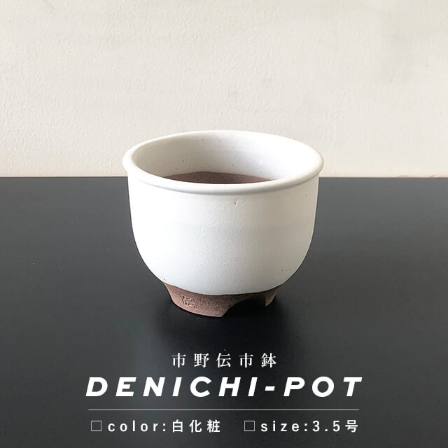 伝市鉢 コウロ型【白化粧】3.5号 サクラソウ 植木鉢 丹波立杭焼 ベーシック おしゃれ 北欧 ナチュラルのサムネイル