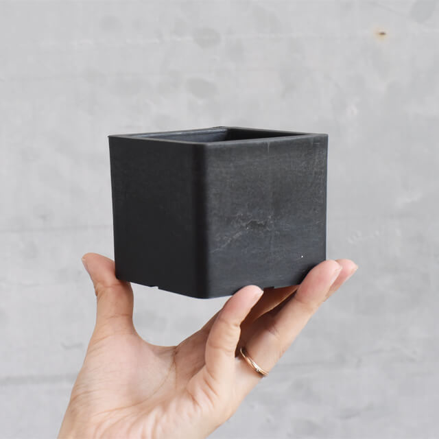 【5個SET】BLACK PLASTIC POT【CUBE TYPE】7.5cm×6.5cm 黒 プラ鉢 3号 植木鉢 ブラックポット キューブ 四角 スクエア 厚い まとめ買い 3