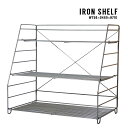 送料無料【IRON SHELF】組み立て式アイアンシェルフ ガーデンシェルフ 棚 メッシュ オープンラック キャンプ イベント 鉄 スチール ディスプレイ 幅75cm 奥行き46cm 高さ70cm