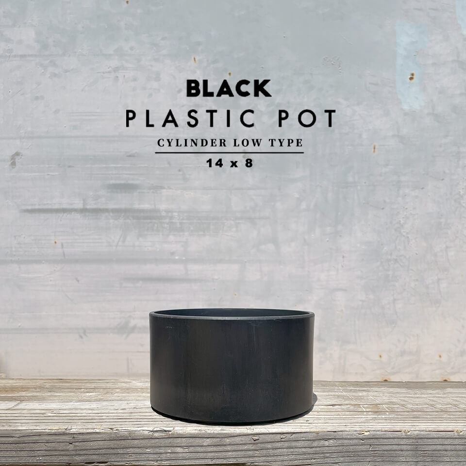 BLACK PLASTIC POT【CYLINDER LOW TYPE】14cm×8cm 黒 プラ鉢 5号 筒型 円筒 円柱 植木鉢 鉢カバー ロー