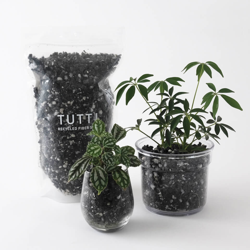 TUTTI【 1.2L 】土を使わず育てる【ファイバーソイル】虫がつきにくい 清潔 軽い 培地 RECYCLED FIBER SOIL トゥッティ 観葉植物 野菜 ハイドロカルチャー 水耕栽培 繊維 ゼオライト SDGs チャック付き 虫が寄らない 室内 無機質 連作 菜園 少量 お試し