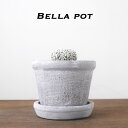 BELLA POT3号鉢 11.5cm 植木鉢 受け皿付 トレー付 北欧風 グレー 透明感 型押し 素朴 手作り 小さい シンプル インテリア ミニマム かっこ...