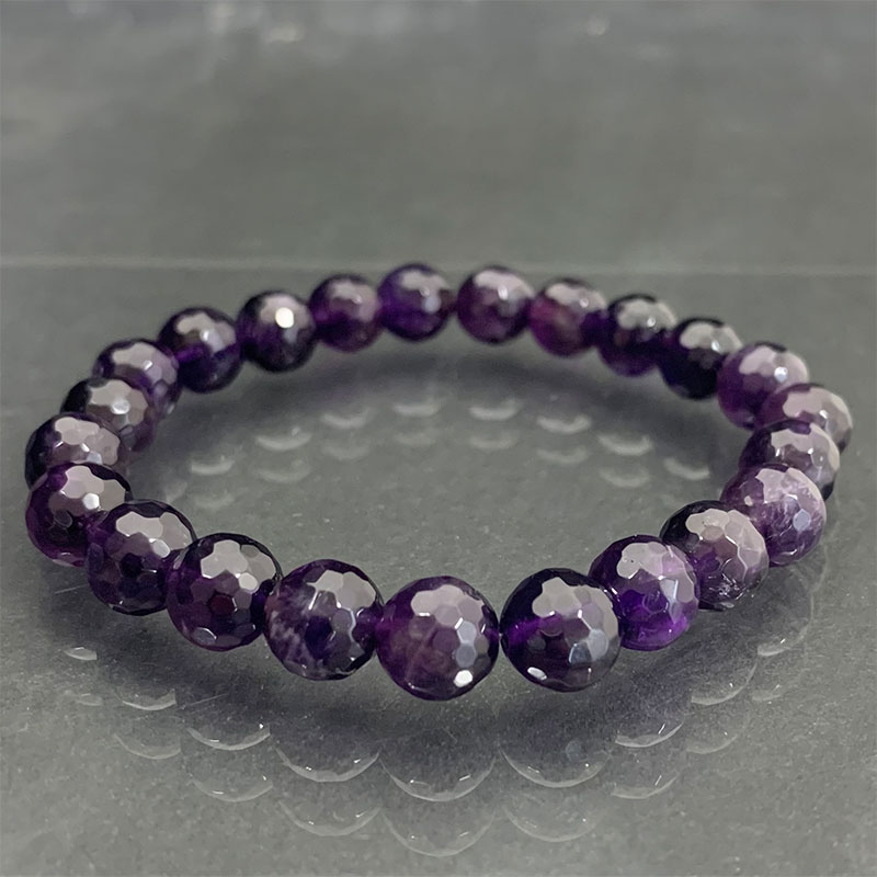 128面カット アメジスト ブレスレット 8mm パワーストーン ブレスレット レディース 天然石 数珠 アクセサリー
