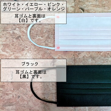 マスク 不織布 白 黒マスク カラー 50枚+1枚 箱 濾過率99% 3層サージカルマスク 3層構造 99%カットフィルター構