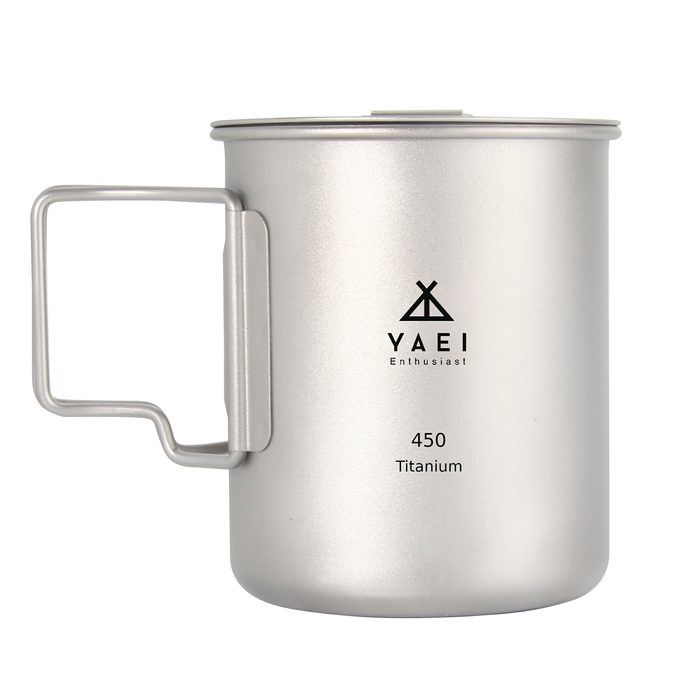 YAEI Enthusiast チタン マグカップ シングルマグ 蓋付き 450ml （収納バッグ付き) 直火 軽量 コンパクト 登山 ハイキング トレッキング 軍幕 パップテント サバイバル ソロキャンプ ブッシュクラフト