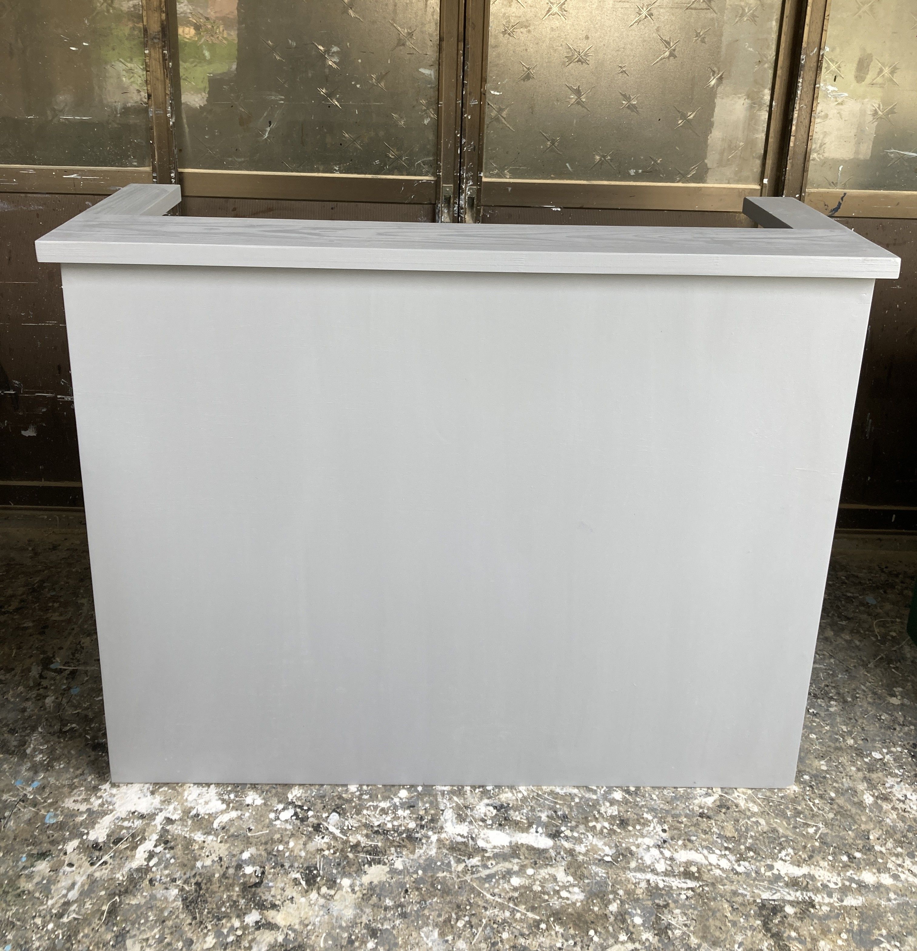 【受注製作】店舗什器に人気のグレー柄カウンターです。☆カウンターテーブル【1200】レジカウンターオシャレ おしゃれ アンティーク風 美容院 美容室 ネイル レジ台 ハイカウンター テーブル 受付カウンター 受付台 木製 コンクリート調レジ台グレー