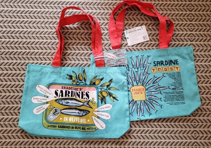 Trader Joe's　エコバック　 サーディーン　海外高級スーパー　トレーダージョーズ　海外エコバック　ポップアート　超人気　レア　アメカジ　トートバック　男女兼用　自然派　ビーガンファッションのサムネイル