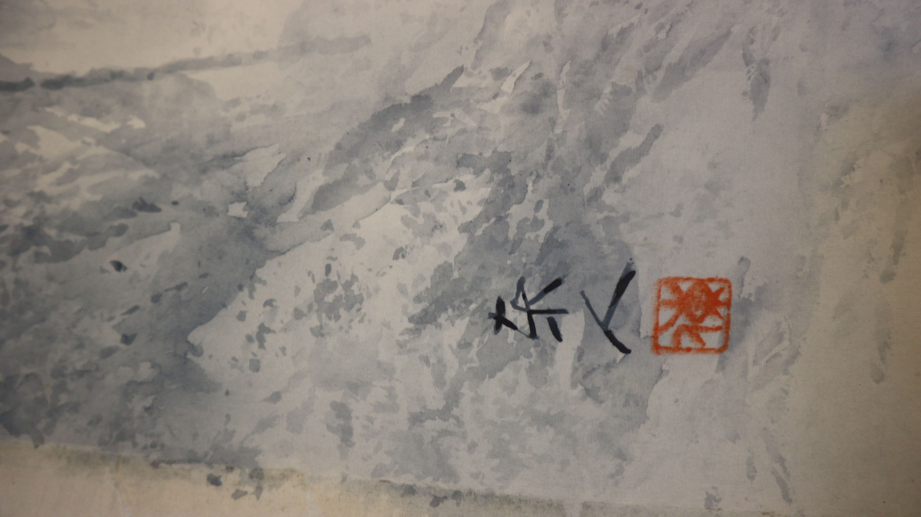 SHANBARAの絹本水墨大家吉井東人が世に送った最高の墨絵傑作　朝霧｜アングル2