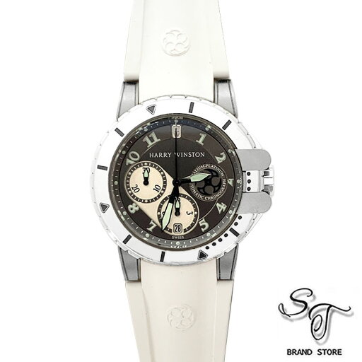 ■HARRY WINSTON■ハリー・ウィンストン 時計/オーシャンダイバープロジェクZ2/410/MCA44Z/AT/PT950/ラバー/ザリウム 中古 腕時計 メンズ【中古B】【小さな傷あり、使用感あり】【ベルト交換済み】