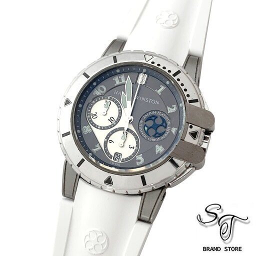 ■HARRY WINSTON■ハリー・ウィンストン 時計/オーシャンダイバープロジェクZ2/410/MCA44Z/AT/PT950/ラバー/ザリウム 中古 腕時計 メンズ【中古B】【小さな傷あり、使用感あり】【ベルト交換済み】