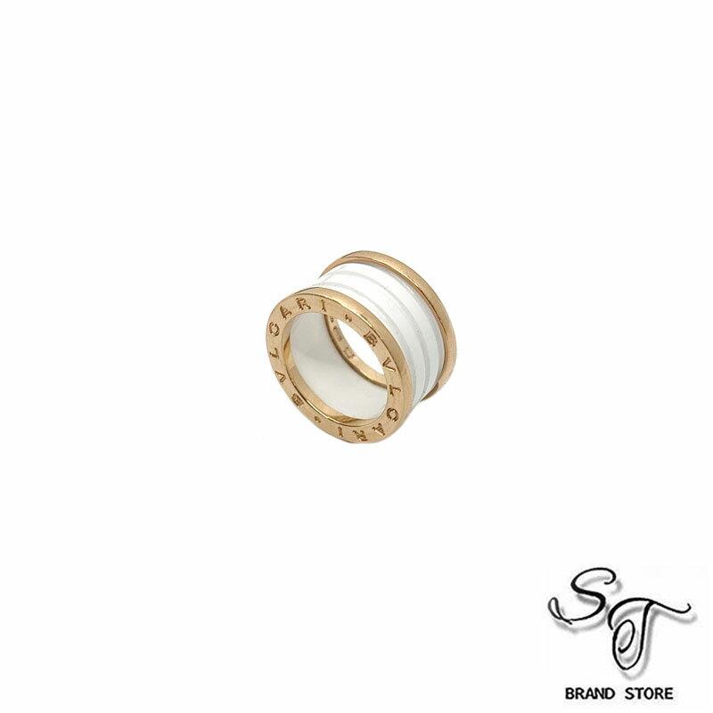 ■ブルガリ■BVLGARIB.zero1（ビーゼロワン） ホワイトセラミック リング K18PG（ピンクゴールド) #51【中古A】