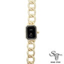 ■シャネル■ CHANEL プルミエール Lサイズ H0114 純正ダイヤモンド ブラック K18YG イエローゴールド クォーツ【中古A】