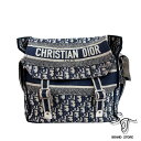 ■クリスチャン ディオール■Christian Diorオブリーク エンブロイダリー ショルダーバッグ M1291VRIW ネイビー系【中古A】