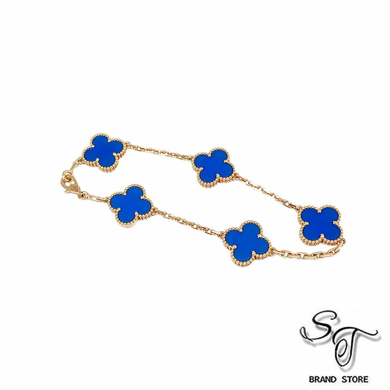 【Van Cleef & Arpels 】ヴァンクリーフ＆アーペル ヴィンテージ アルハンブラ ブレスレット 5Pモチーフ VCARP34900 ブルーアゲート レディース 【中古A】