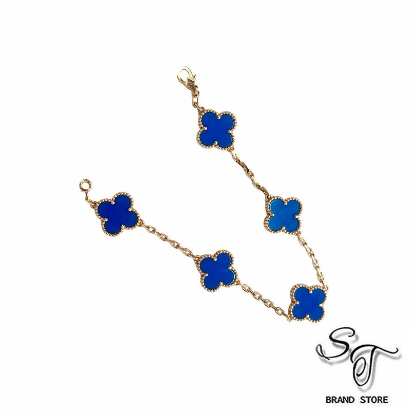【Van Cleef & Arpels 】ヴァンクリーフ＆アーペル ヴィンテージ アルハンブラ ブレスレット 5Pモチーフ VCARP34900 ブルーアゲート レディース 【中古A】