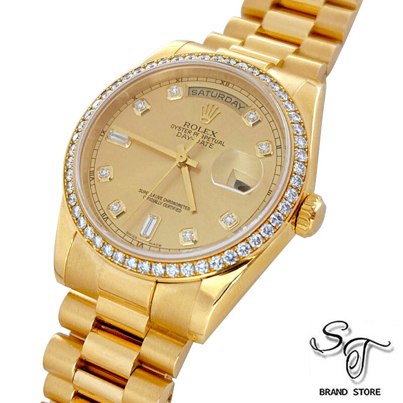 ロレックス ROLEXデイデイト 118348K18YG ベゼルダイヤ 自動巻き K番 メンズ時計 中古A shanghaimodern-10008236 ブランドストアーST サンプル画像2