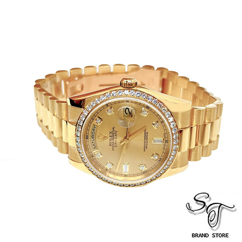 ロレックス ROLEXデイデイト 118348K18YG ベゼルダイヤ 自動巻き K番 メンズ時計 中古A shanghaimodern-10008236 ブランドストアーST サンプル画像3