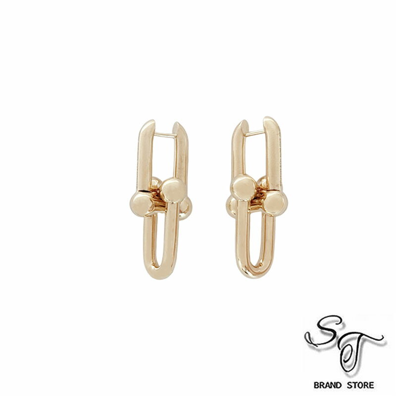 ■ティファニー■TIFFANY&Co. TIFFANY&Co. ティファニー ハードウェア ラージリンクピアス/K18YG/重量約11.9g【中古A】