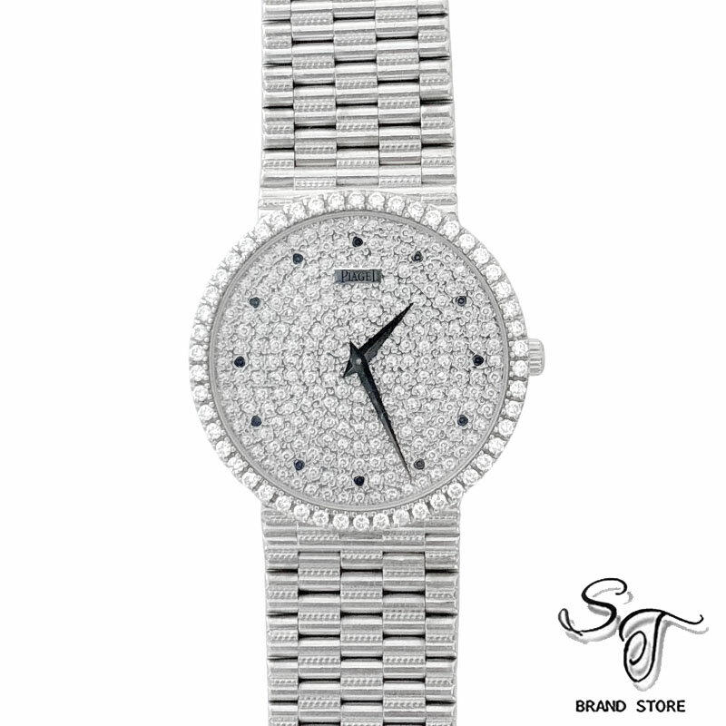 PIAGET - ■PIAGET■ピアジェピアジェ ／9066 N G 2／手巻き／18KWG／サファイア／ダイヤモンド文字盤／レディース時計／重量約91.5g【中古A】