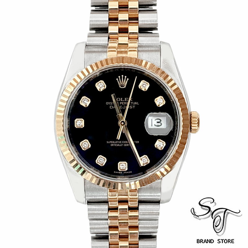 ■ロレックス■ROLEXロレックス ROLEX デイトジャスト36 116233G Z番 ブラック文字盤 SS/YG 自動巻き メンズ腕時計 10Pダイヤ 【中古A】【使用感あり】【本体のみ】
