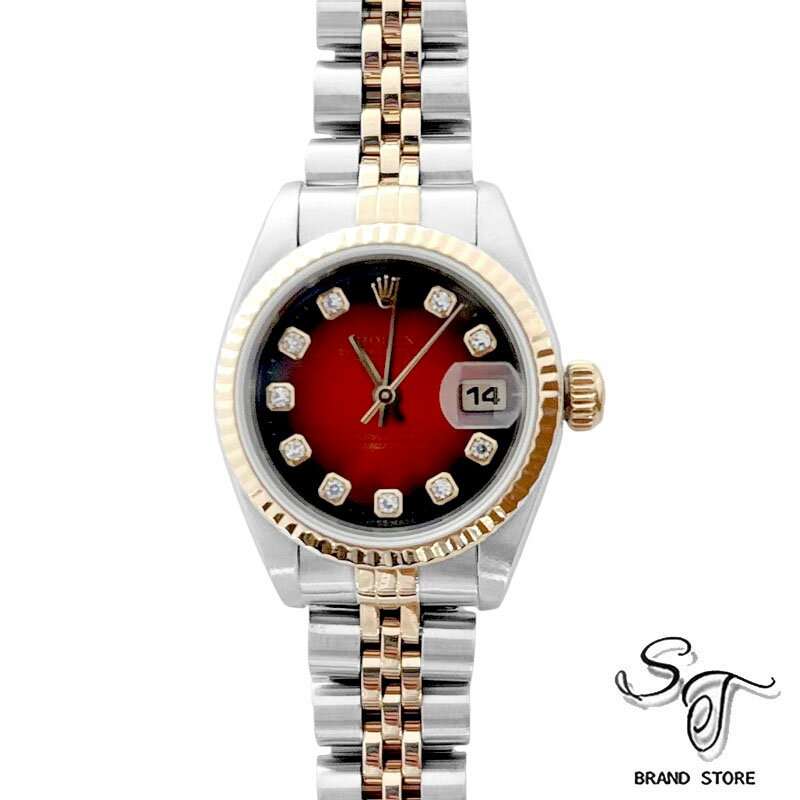 ■ロレックス■ROLEXロレックス ROLEX デイトジャスト 69173G レッドグラデーション文字盤 SS/YG 自動巻き レディース腕時計 10Pダイヤ T番【中古A】