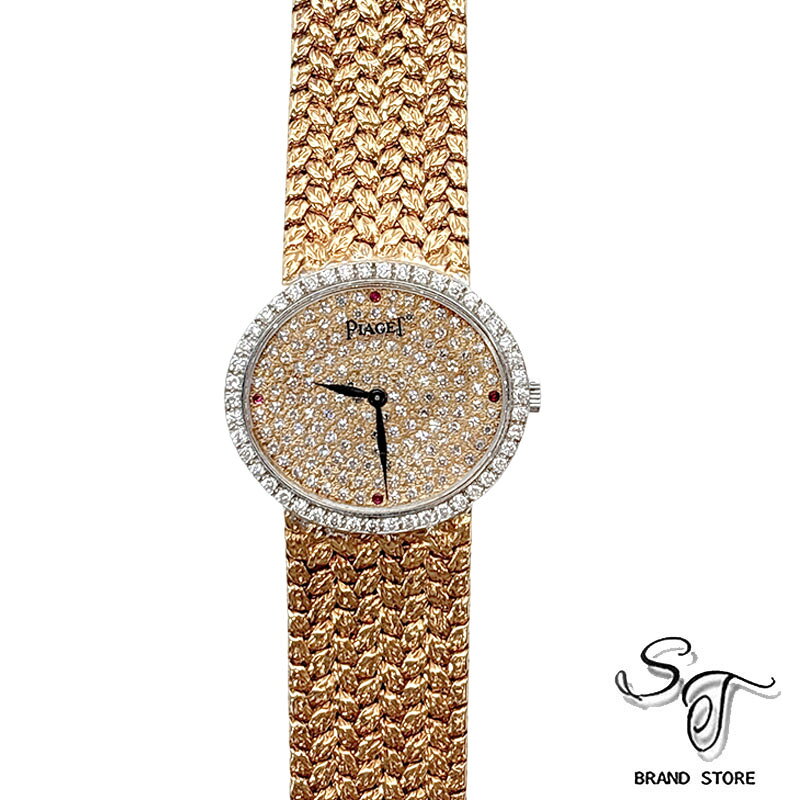 ■PIAGET■ピアジェピアジェ ／9805 D 2／手巻き／18KYG／18KWG／ルビーダイヤモンド文字盤／レディース時計／重量約63.28g【中古A】【本体のみ】