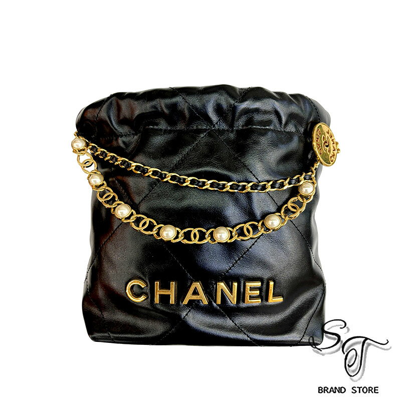 ■シャネル■ CHANEL シャネル シャネル22 ミニハンドバッグ シャイニーカーフ レディースハンドバッグ チェーンショルダーバッグ パール ブラック AS3980【未使用品、店内展示品】