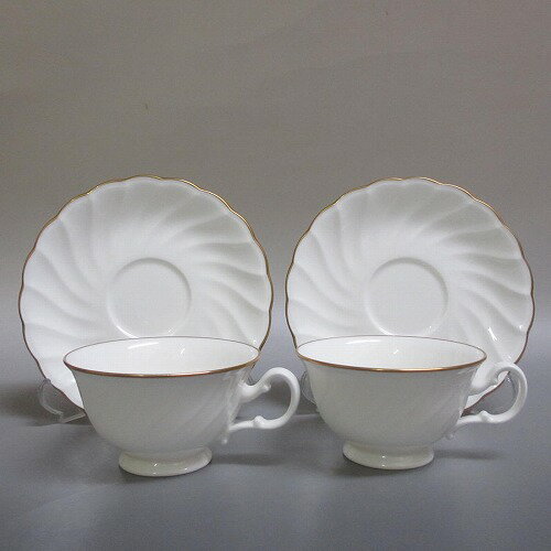 ★ノリタケ/Noritake コンテンポラリー/Contemporary カップ＆ソーサー　金彩/レリーフ 2客セット 新入荷【中古】