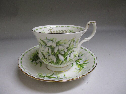 乐天商城 - ★ロイヤルアルバート /Royal Albert フラワー オブ ザ マンス 1月/January スノードロップ カップ＆ソーサー新入荷【中古】