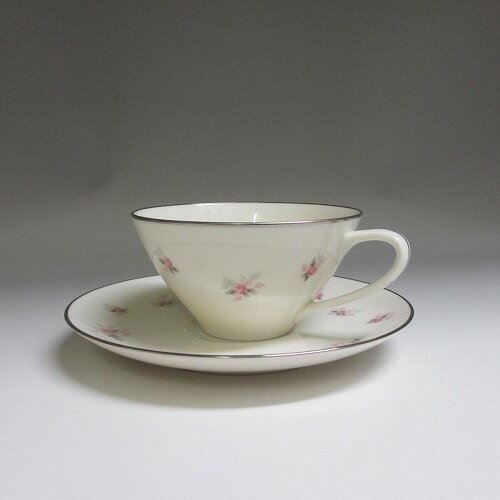 ★ノリタケ/Noritake　1960年代　レトロ　カップ＆ソーサー プラチナ彩 ピンクの小花柄 新入荷【中古】