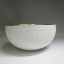★ノリタケ/Noritake 白磁大鉢/盛鉢/ボウル大 レリーフ/孔雀/鳩/花鳥/金彩 新入荷【中古】
