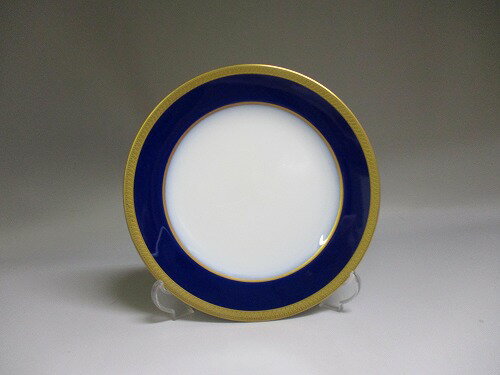 ★大倉陶園/OKURA 瑠璃片葉金蝕 横浜戸塚工場期間限定販売 J.Bマーク φ17パン皿 新入荷【中古】