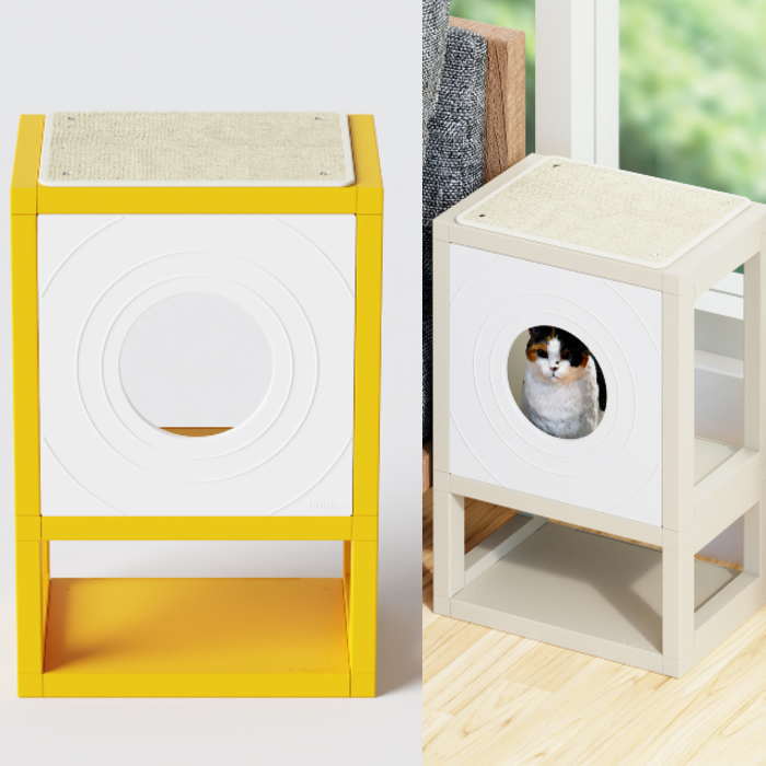 人気のキャットタワー。ねこちゃんハウス♪おしゃれなデザインでインテリアにも◎ 本棚・収納棚としても活用出来ます。組み立て簡単。分解後もコンパクトに収納で引っ越し時も楽々。 さっと拭けてお手入れも簡単。PP素材で水汚れにも強く洗い流せるパーツで衛生的に使用が可能です。 自宅のお部屋作りはもちろん事務所やオフィス、店舗の空間作りまで幅広く活用出来ます。 ライフスタイルに合わせて選べる★カラーも豊富に揃っていて自分だけの可愛い収納スペースを作れます。 （カラー） ホワイト/ブラック/グレー/イエロー/ブルー/レッド/アイボリー サークルボードは黒白お選び頂けます。 ※爪とぎカーペットは別売りとなります。 【こちらは予約商品です】 下記注意事項をご了承の上ご購入をお願い致します。 ※ご注文日より約2週間前後でのお届けとなります。 ※予約商品につきましてはお届け配送日のご指定はできません。 ※商品ご注文後のキャンセル.変更は一切お受けできませんので何卒ご了承下さい。