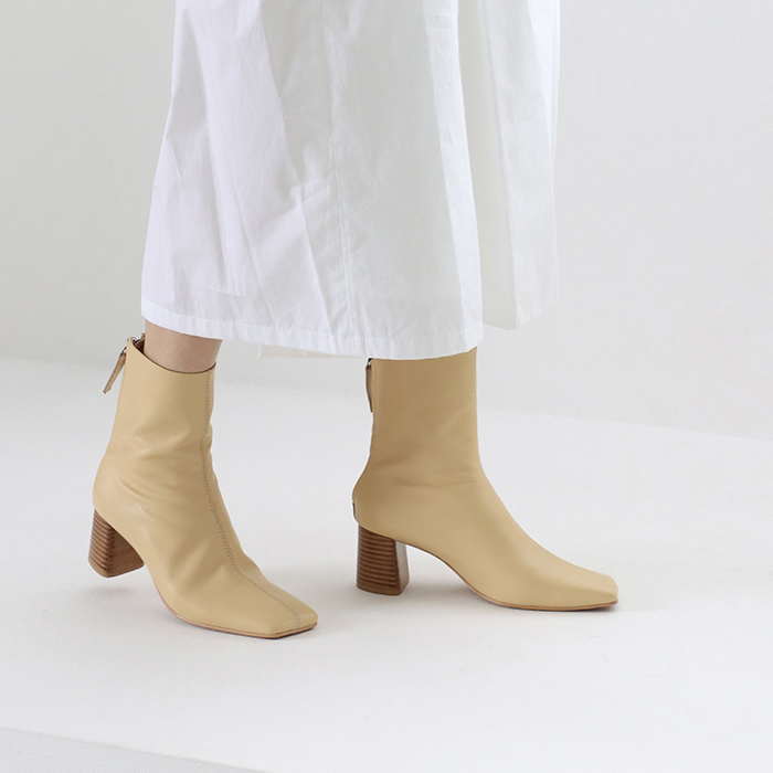 アンクルブーツチャンキーヒールレザ...