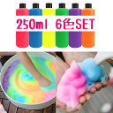 泡絵の具 子供絵の具 パステルカラー絵具 250ml 6色SET 蛍光絵の具 ネオンカラー 夜光 美術おうち遊び