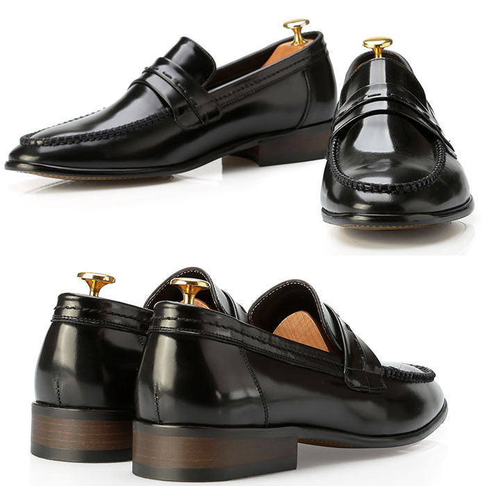 【こちらは予約商品です】 下記注意事項をご了承の上ご購入をお願い致します。 ※こちらの商品はお客様のご注文を頂いてから職人が一つ一つハンドメイドでの製造となります為、 ご注文後発送までに3週間程度のお時間を頂いております。 ご了承の上、ご注文の方宜しくお願い致します。 ※工場の生産都合により商品がお届けできなくなる場合もございます。 その際は早急にご連絡させて頂きます。 ※予約商品につきましてはお届け配送日のご指定はできません。 ※こちらの商品はご注文後のキャンセル・返品・交換不可商品です。 予めご了承の上、間違えの無い様ご注文下さい。 ------------------------------------------------------------------------------- 【カラー】 ブラック 【サイズ】 24.5cm 25cm 25.5cm 26cm 26.5cm 27cm 27.5cm 28cm 28.5cm 【素材】 牛革 足幅は通常9.5cm～10cm程度となります。　足幅が広い　甲が高いなど問題がある場合は添付の図を参考に サイズを計測頂き　ご注文時備考欄にご記載の方お願い致します。 ※ご注意 革の輸入状況、工場都合により若干のデザイン変更がある場合がございます。予めご了承下さい。