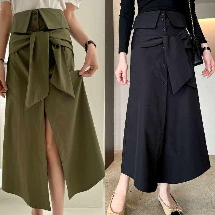 スリットロングスカート スリットスカート レディーススカート 秋