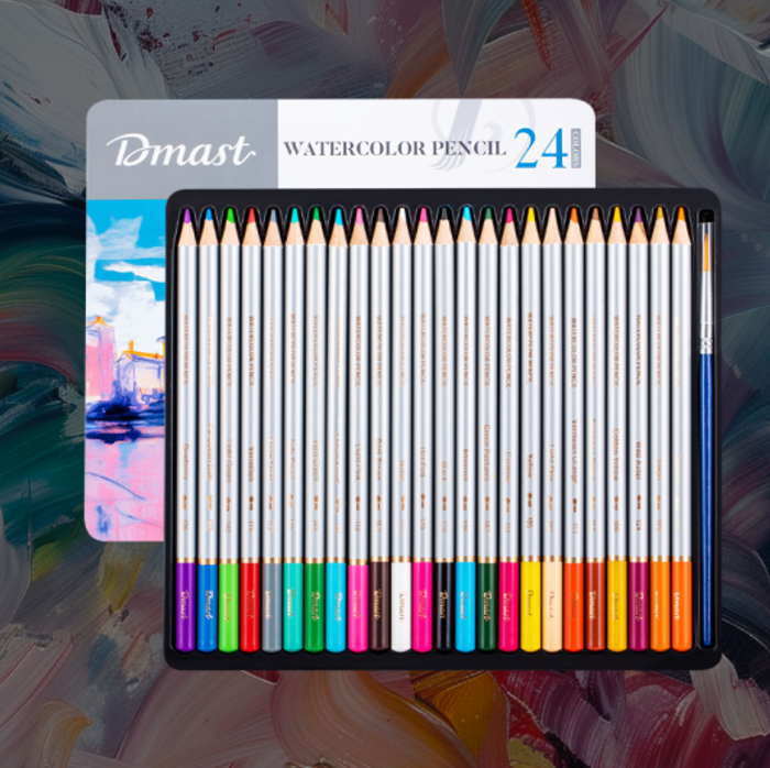 乐天商城 - 色鉛筆 24色セット 水彩 色鉛筆 Dmast 水彩 色鉛筆 カラーペンセット イラスト デザイン 落書き 入学お祝い プレゼント