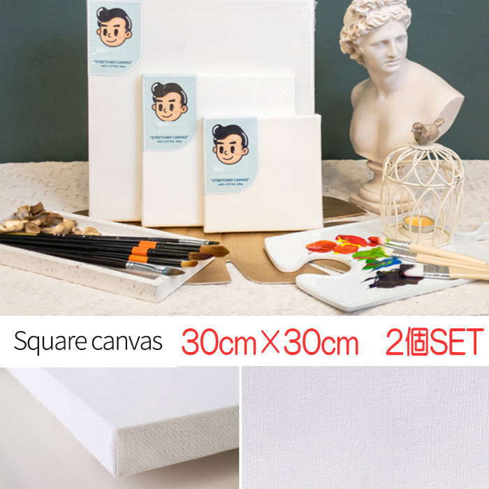 乐天商城 - キャンバス 30cm×30cm 2個SET キャンバス 画材 長方形 キャンバスボード アクリル 水彩 油彩 画布 絵画ボード 木製フレーム 描画 油絵 水彩 部屋飾りインテリア