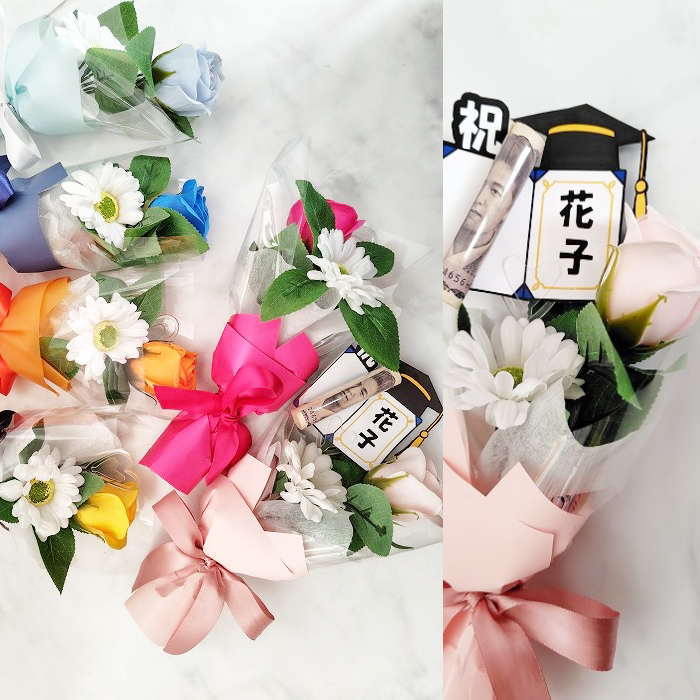 乐天商城 - 卒業花 卒業式ミニ花束 可愛い 卒業祝い ソープフラワー 花 花束 お祝い 花ギフト シャボンフラワー
