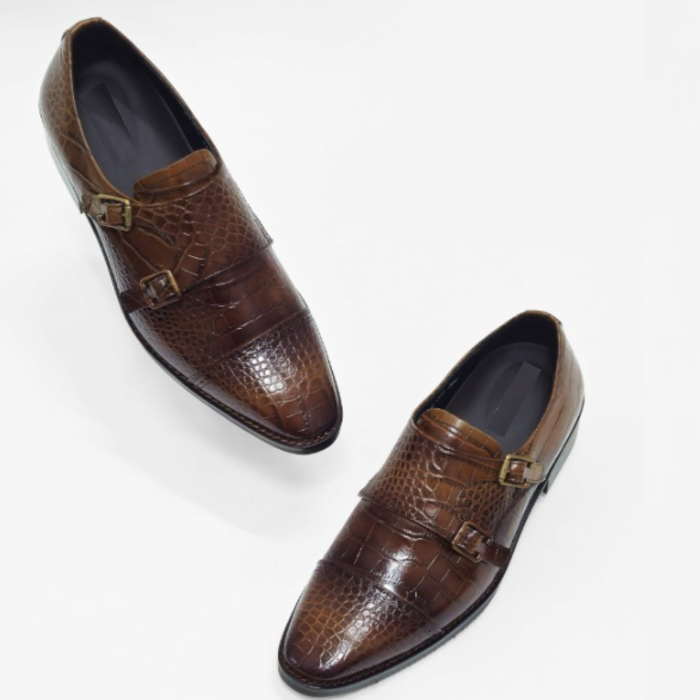 クロコ型押し メンズ モンク レザーシューズ 本革 メンズカジュアル オーダーシューズ　靴通販 SHARE 靴