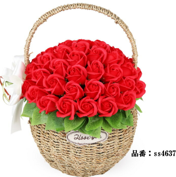 ソープフラワー 花かご 50本タイプ 薔薇 はなかご バスケット シャボンフラワー ソープフラワー ギフト